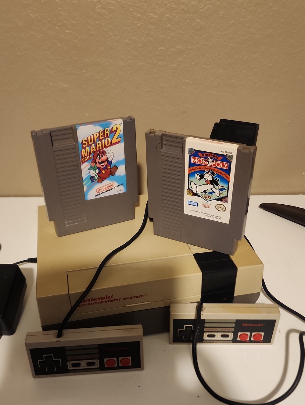 Nintendo Classic NES Console Bundle in Gray and Beige with Two Controllers 2 Gam